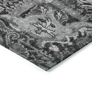 HomeRoots 5' Timeless Gray Damask Indoor Outdoor Area Rug - Elegant, Washable, Durable for Any Space 10' X 14' 609077