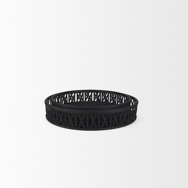HomeRoots Set of Two Black Round Wicker Serving Trays - Handcrafted Decor for Modern & Boho Interiors, Gift-Ready! 609079