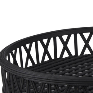 HomeRoots Set of Two Black Round Wicker Serving Trays - Handcrafted Decor for Modern & Boho Interiors, Gift-Ready! 609079