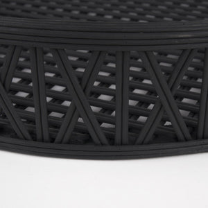 HomeRoots Set of Two Black Round Wicker Serving Trays - Handcrafted Decor for Modern & Boho Interiors, Gift-Ready! 609079