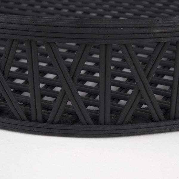 HomeRoots Set of Two Black Round Wicker Serving Trays - Handcrafted Decor for Modern & Boho Interiors, Gift-Ready! 609079