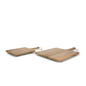 HomeRoots Set of Two Handcrafted Mango Wood Serve Boards with Handles for Elegant Entertaining & Gifts 609082