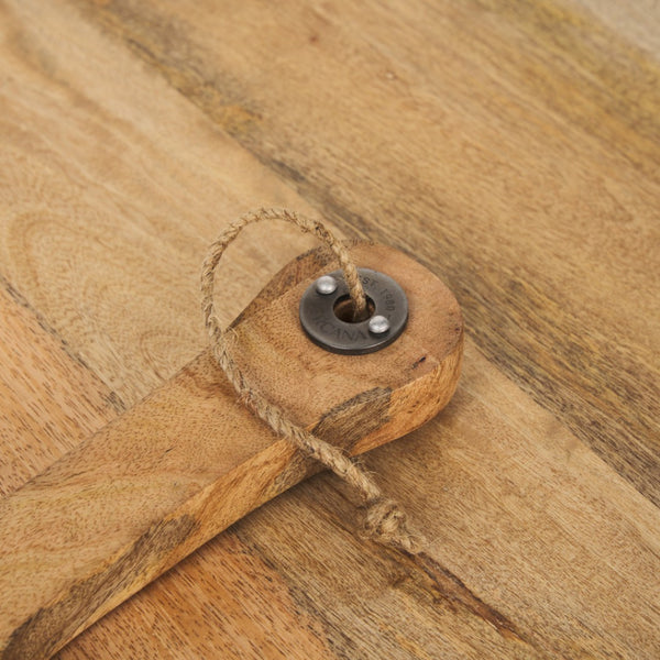 HomeRoots Set of Two Handcrafted Mango Wood Serve Boards with Handles for Elegant Entertaining & Gifts 609082