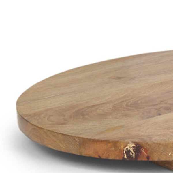 HomeRoots Set of Two Handmade Round Mango Wood Serve Boards with Handles - Perfect for Charcuterie & More! 609083