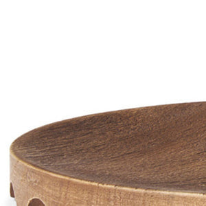 HomeRoots Set of Two Handmade Natural Light Brown Round Wood Serving Trays for Rustic Home Décor Display 609085
