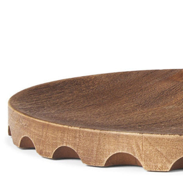 HomeRoots Set of Two Handmade Natural Light Brown Round Wood Serving Trays for Rustic Home Décor Display 609085