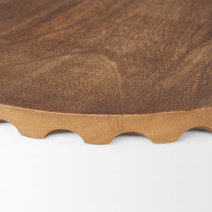 HomeRoots Set of Two Handmade Natural Light Brown Round Wood Serving Trays for Rustic Home Décor Display 609085