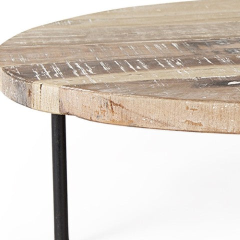 Homeroots 20" Rustic Light Brown & Black Solid Wood Handmade Round Riser Tray For Stylish Home Decor Display   609088