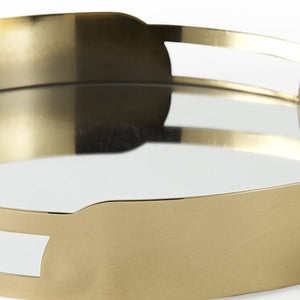 Homeroots 16" Gold Metal And Mirrored Glass Handmade Round Serving Tray – Elegant Decor For Any Space!   609090