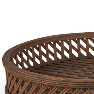 HomeRoots Set of Two Elegant Handmade Brown Wicker Serving Trays for Stylish Home Décor & Display 609099