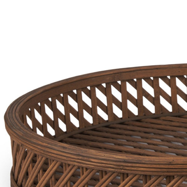 HomeRoots Set of Two Elegant Handmade Brown Wicker Serving Trays for Stylish Home Décor & Display 609099