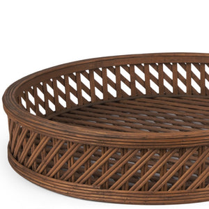 HomeRoots Set of Two Elegant Handmade Brown Wicker Serving Trays for Stylish Home Décor & Display 609099