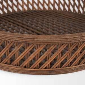 HomeRoots Set of Two Elegant Handmade Brown Wicker Serving Trays for Stylish Home Décor & Display 609099