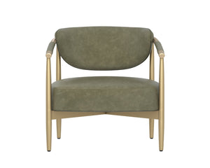 Sunpan HELOISE Lounge Chair in Ivanhoe Pine - Stylish Faux Leather Accent with Gold Frame & Rope Detail 112659