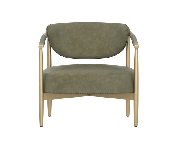 Sunpan HELOISE Lounge Chair in Ivanhoe Pine - Stylish Faux Leather Accent with Gold Frame & Rope Detail 112659