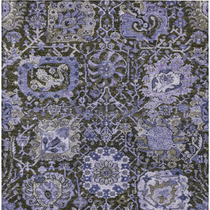 HomeRoots 5' Bold Purple and Black Damask Area Rug - Stylish, Washable, Durable for Indoor and Outdoor Spaces 5' X 8' 609101