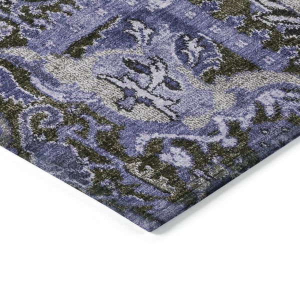 HomeRoots 5' Bold Purple and Black Damask Area Rug - Stylish, Washable, Durable for Indoor and Outdoor Spaces 5' X 8' 609101