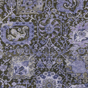 HomeRoots 5' Bold Purple and Black Damask Area Rug - Stylish, Washable, Durable for Indoor and Outdoor Spaces 5' X 8' 609101