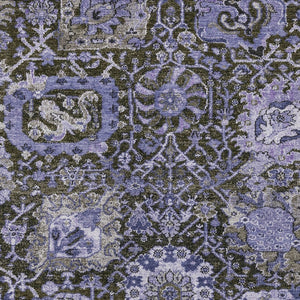 HomeRoots 5' Bold Purple and Black Damask Area Rug - Stylish, Washable, Durable for Indoor and Outdoor Spaces 8' X 10' 609103
