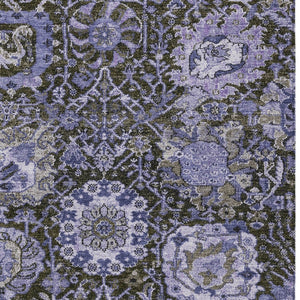 HomeRoots 5' Bold Purple and Black Damask Area Rug - Stylish, Washable, Durable for Indoor and Outdoor Spaces 9' X 12' 609104
