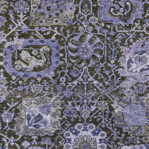 HomeRoots 5' Bold Purple and Black Damask Area Rug - Stylish, Washable, Durable for Indoor and Outdoor Spaces 10' X 14' 609105