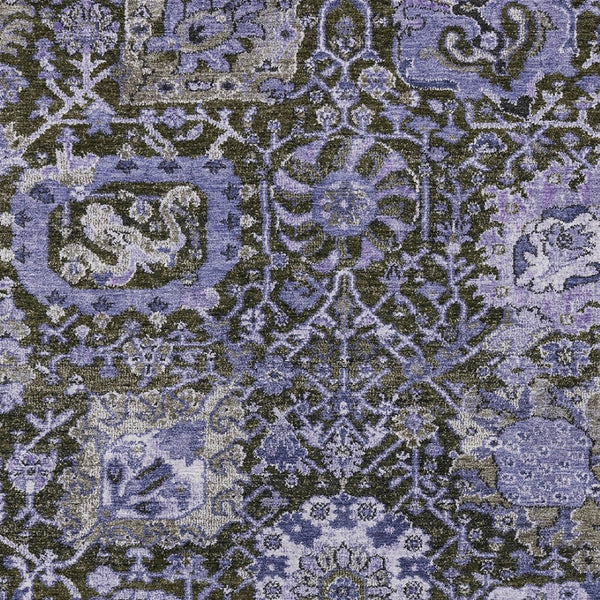 HomeRoots 5' Bold Purple and Black Damask Area Rug - Stylish, Washable, Durable for Indoor and Outdoor Spaces 10' X 14' 609105