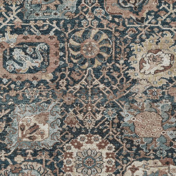 HomeRoots 5' Stylish Geometric Taupe Blue Beige Area Rug – Washable, Durable for Indoor & Outdoor Spaces 5' X 8' 609113