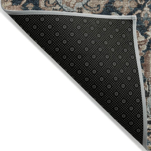 HomeRoots 5' Stylish Geometric Taupe Blue Beige Area Rug – Washable, Durable for Indoor & Outdoor Spaces 8' X 10' 609115