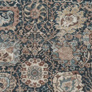 HomeRoots 5' Stylish Geometric Taupe Blue Beige Area Rug – Washable, Durable for Indoor & Outdoor Spaces 8' X 10' 609115