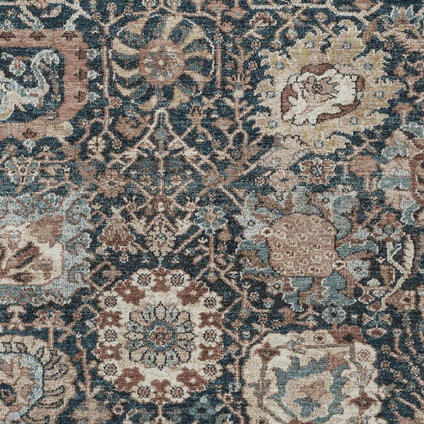 HomeRoots 5' Stylish Geometric Taupe Blue Beige Area Rug – Washable, Durable for Indoor & Outdoor Spaces 8' X 10' 609115