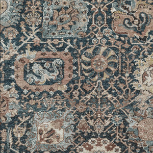 HomeRoots 9' Geometric Washable Area Rug in Taupe, Blue & Beige - Durable, Stylish for Indoor & Outdoor Use 609116
