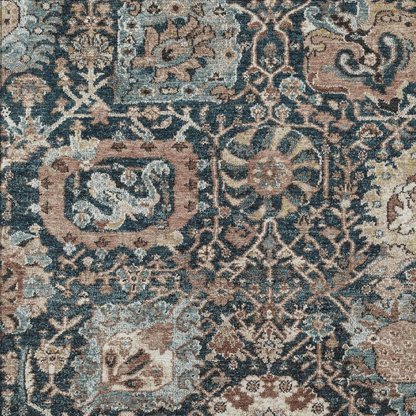 HomeRoots 9' Geometric Washable Area Rug in Taupe, Blue & Beige - Durable, Stylish for Indoor & Outdoor Use 609116