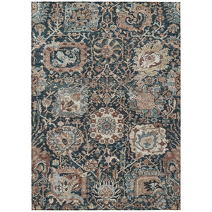 HomeRoots 5' Stylish Geometric Taupe Blue Beige Area Rug – Washable, Durable for Indoor & Outdoor Spaces 10' X 14' 609117