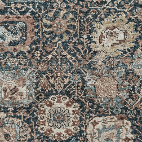 HomeRoots 5' Stylish Geometric Taupe Blue Beige Area Rug – Washable, Durable for Indoor & Outdoor Spaces 10' X 14' 609117