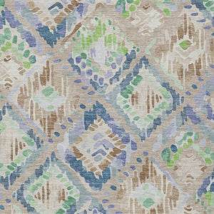 HomeRoots 5' Geometric Beige, Blue, and Green Area Rug - Stylish, Washable Indoor/Outdoor Design for Any Space 5' X 8' 609119