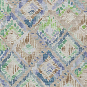 HomeRoots 5' Geometric Beige, Blue, and Green Area Rug - Stylish, Washable Indoor/Outdoor Design for Any Space 9' X 12' 609122
