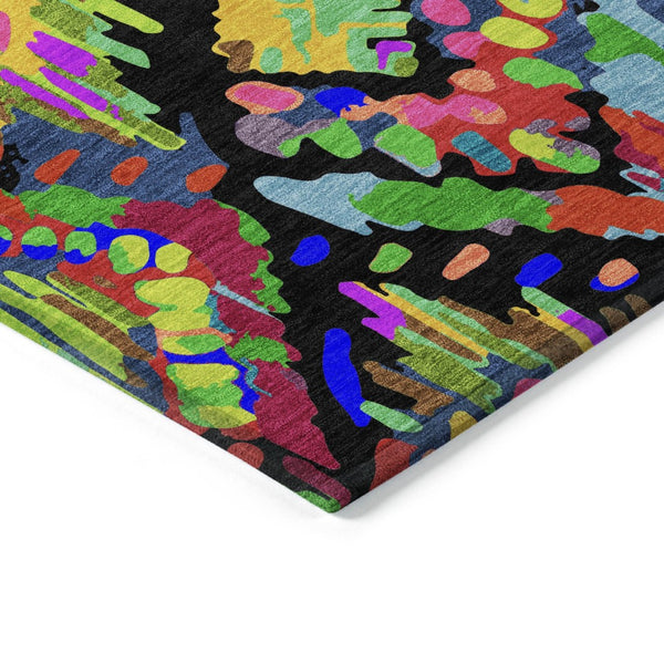 HomeRoots 5' Bold Geometric Indoor Outdoor Area Rug in Black, Yellow & Green - Durable, Washable & Stylish 8' X 10' 609127