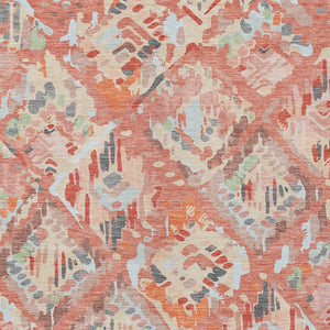 HomeRoots 5' Coral and Orange Geometric Area Rug - Stylish, Washable, Stain-Resistant Design for Indoor/Outdoor Use 5' X 8' 609131