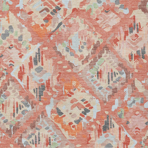 HomeRoots 5' Coral and Orange Geometric Area Rug - Stylish, Washable, Stain-Resistant Design for Indoor/Outdoor Use 10' X 14' 609135