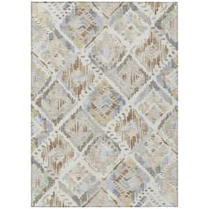 HomeRoots 5' Ivory and Cream Geometric Area Rug - Durable, Washable, Indoor/Outdoor Design for Any Space 5' X 8' 609137