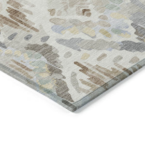 HomeRoots 5' Ivory and Cream Geometric Area Rug - Durable, Washable, Indoor/Outdoor Design for Any Space 5' X 8' 609137