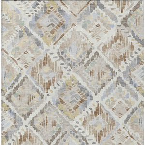 HomeRoots 5' Ivory and Cream Geometric Area Rug - Durable, Washable, Indoor/Outdoor Design for Any Space 8' X 10' 609139