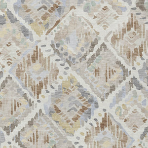 HomeRoots 5' Ivory and Cream Geometric Area Rug - Durable, Washable, Indoor/Outdoor Design for Any Space 9' X 12' 609140