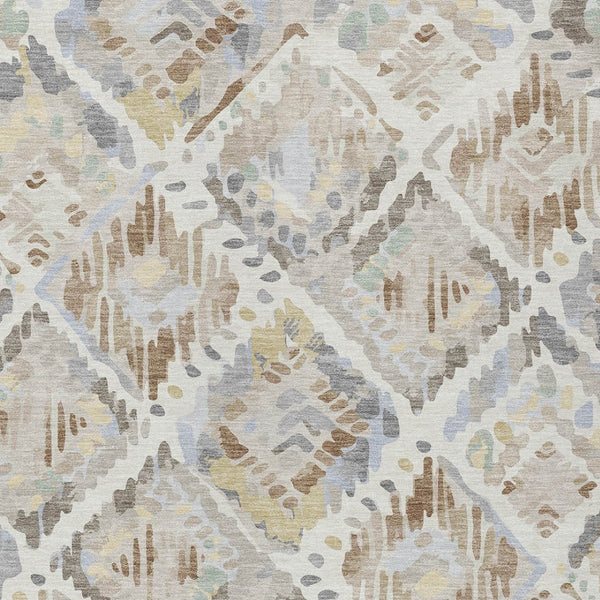 HomeRoots 5' Ivory and Cream Geometric Area Rug - Durable, Washable, Indoor/Outdoor Design for Any Space 9' X 12' 609140