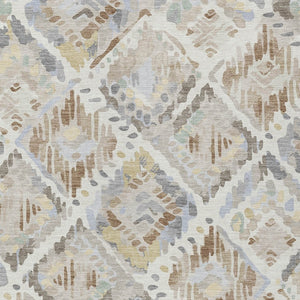 HomeRoots 5' Ivory and Cream Geometric Area Rug - Durable, Washable, Indoor/Outdoor Design for Any Space 10' X 14' 609141