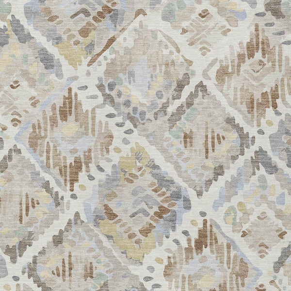 HomeRoots 5' Ivory and Cream Geometric Area Rug - Durable, Washable, Indoor/Outdoor Design for Any Space 10' X 14' 609141