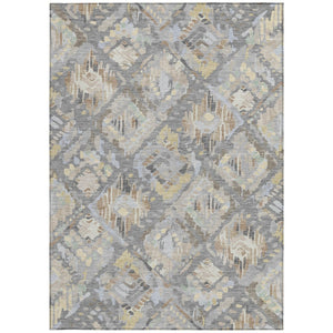 HomeRoots 5' Gray and Brown Geometric Indoor Outdoor Area Rug – Durable, Washable, Stylish for Any Space 5' X 8' 609143