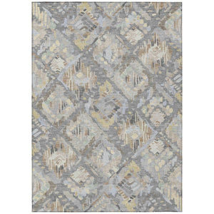 HomeRoots 5' Gray and Brown Geometric Indoor Outdoor Area Rug – Durable, Washable, Stylish for Any Space 5' X 8' 609143