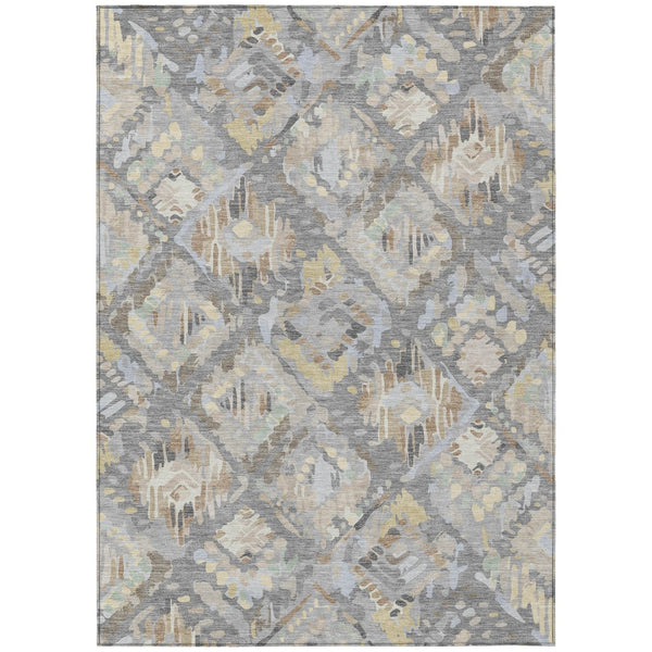 HomeRoots 5' Gray and Brown Geometric Indoor Outdoor Area Rug – Durable, Washable, Stylish for Any Space 8' X 10' 609145