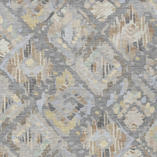 HomeRoots 5' Gray and Brown Geometric Indoor Outdoor Area Rug – Durable, Washable, Stylish for Any Space 9' X 12' 609146
